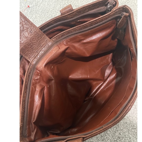 Vtg Pierre Cardin Brown Textured Leather Shoulder Bag Gold Logo Hardware 1970's - Picture 12 of 14